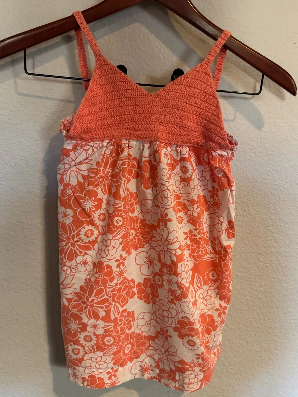 Janie and Jack Girls Coral Crocheted Floral Sundress - 2T